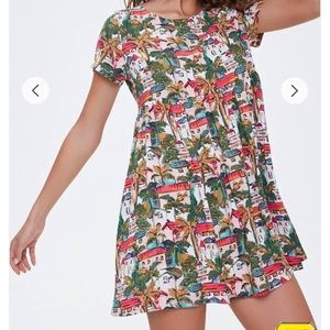Forever 21 Tropical print t-shirt dress
